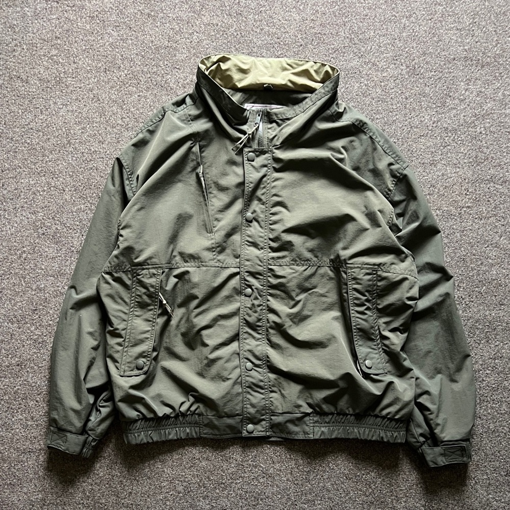 VTG Bimini Bay Green Nylon Bomber Jacket Lightweight Mens XL Retro Grandpa Core